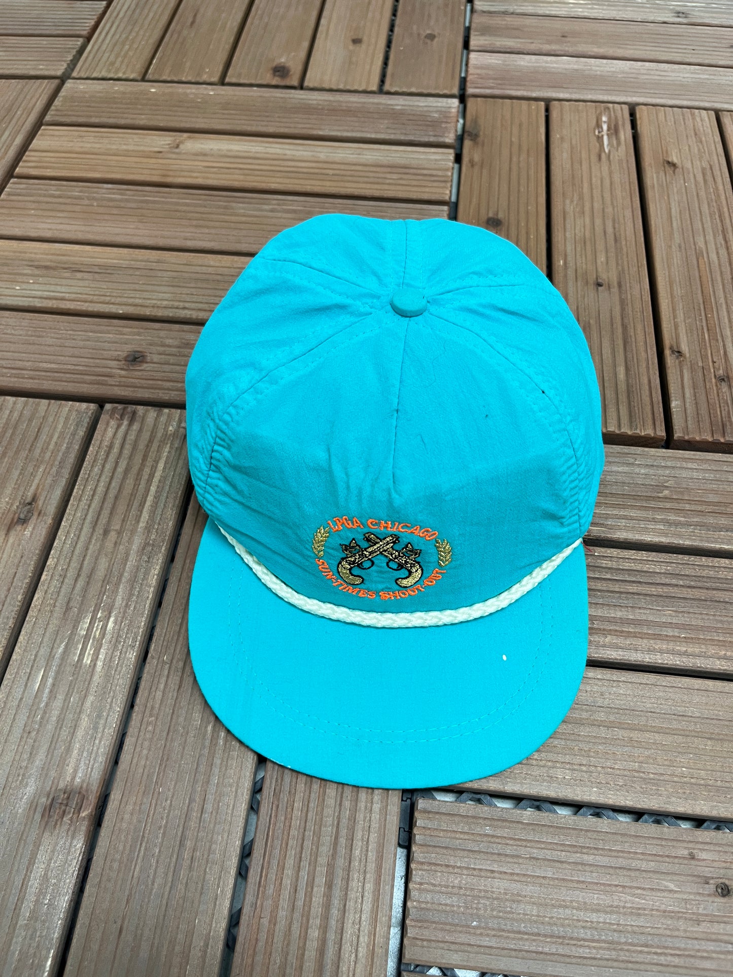 LPGA Chicago Sun-Times Shootout Graphic Hat | Metal Clasp | Vintage 1990s Golf Teal Cap |