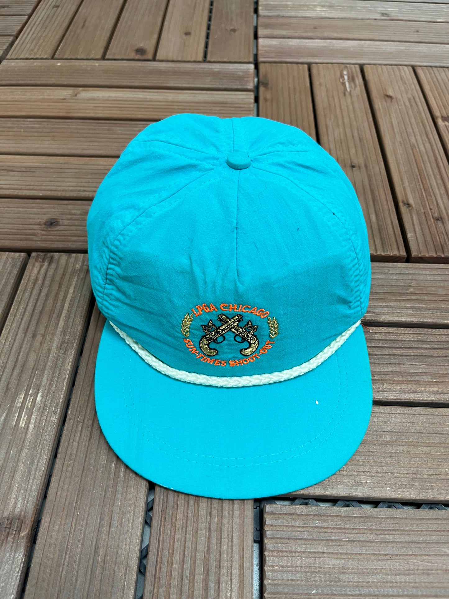 LPGA Chicago Sun-Times Shootout Graphic Hat | Metal Clasp | Vintage 1990s Golf Teal Cap |