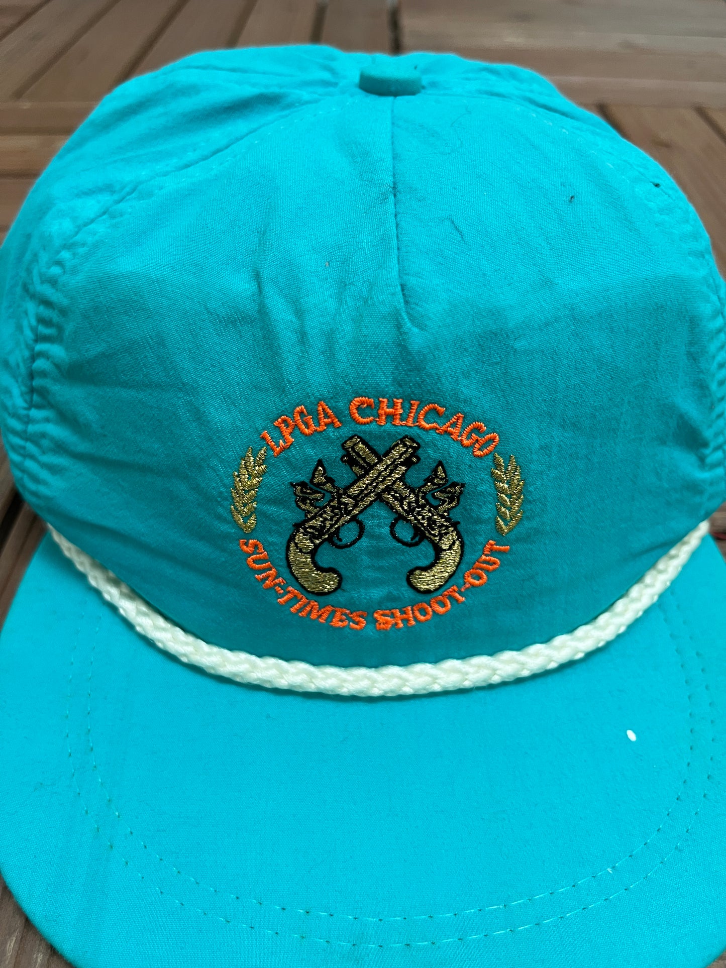 LPGA Chicago Sun-Times Shootout Graphic Hat | Metal Clasp | Vintage 1990s Golf Teal Cap |