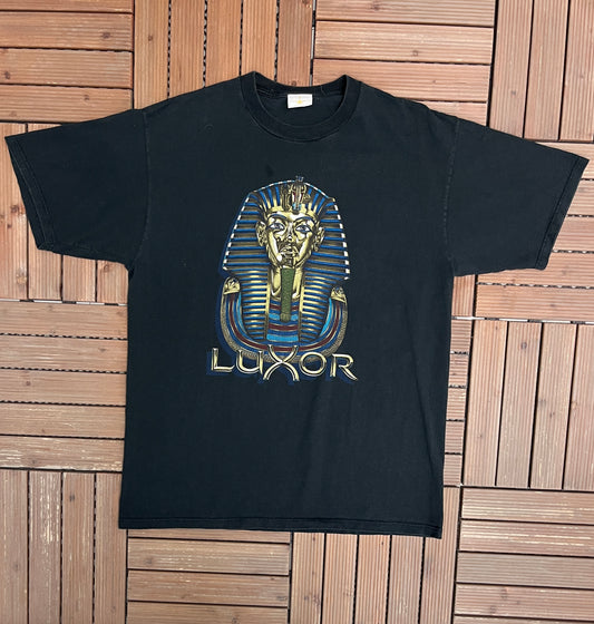 Luxor King Tut's Tomb Graphic Tee | Size X-Large | Vintage 1990s Tourist Black T-Shirt |