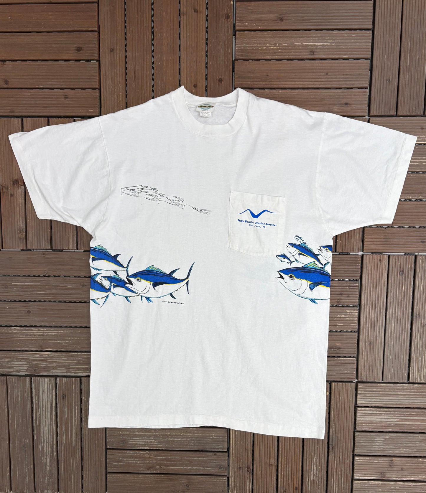 Marine Services San Juan Graphic Tee | Size X-Large | Vintage 1990s Single Stitch White T-Shirt |