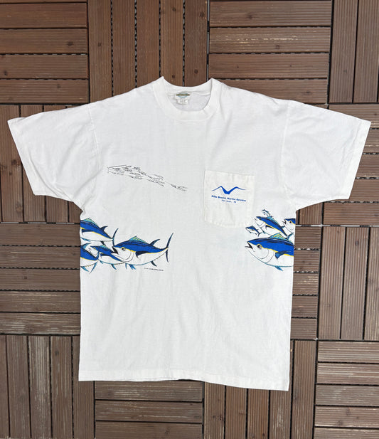 Marine Services San Juan Graphic Tee | Size X-Large | Vintage 1990s Single Stitch White T-Shirt |