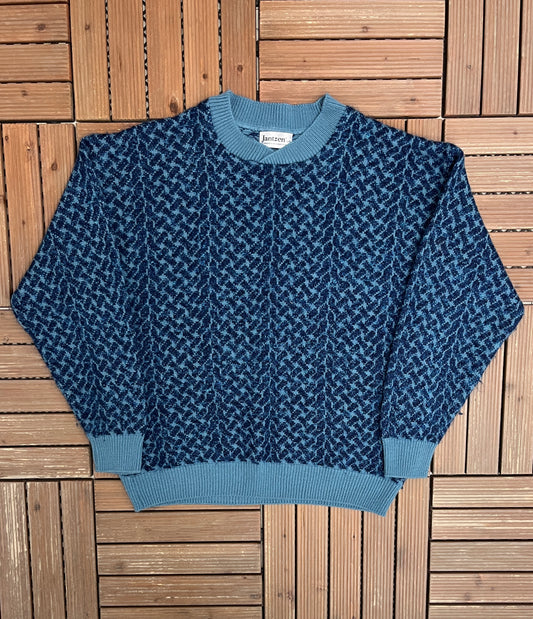 Jantzen Abstract Knit Crewneck | Size Large | Vintage 1990s Branded Knit Sweater |