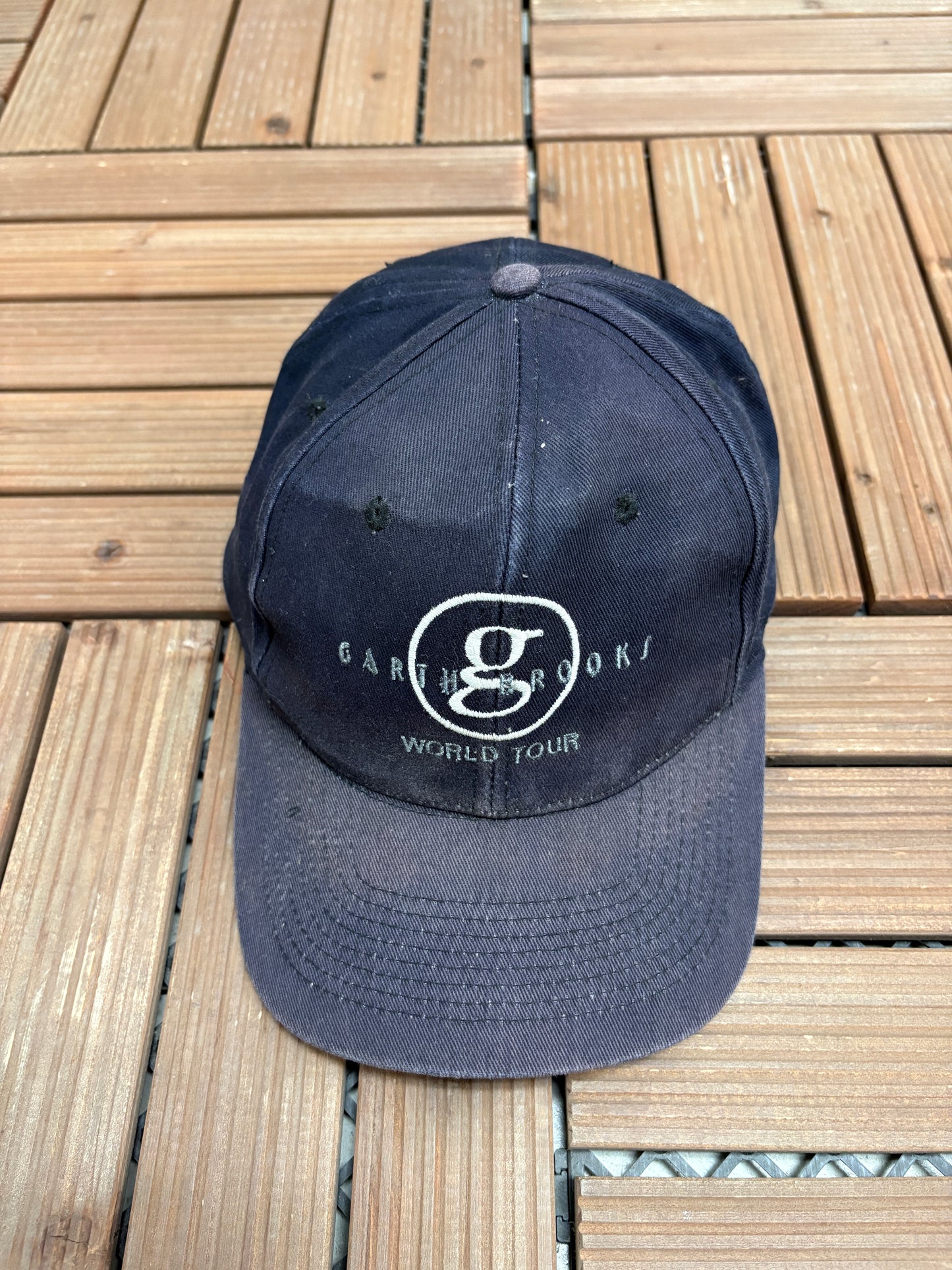 Garth Brooks World Tour Graphic Hat | Snap Back | Vintage 1990s Country Music Black Cap |