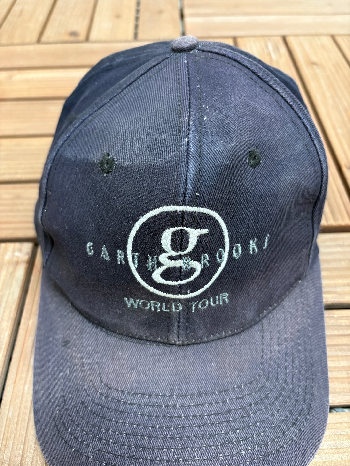 Garth Brooks World Tour Graphic Hat | Snap Back | Vintage 1990s Country Music Black Cap |