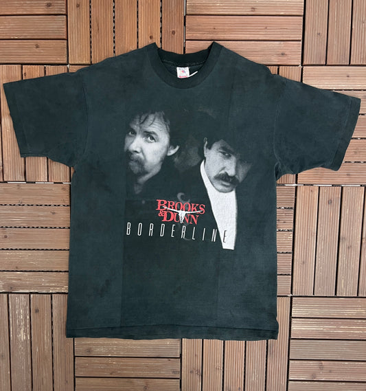 Brooks & Dunn Borderline Graphic Tee | Size X-Large | Vintage 1990s Country Music Black T-Shirt | Made in USA |