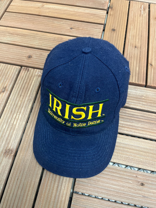 Notre Dame Fighting Irish Graphic Hat | Snap Back | Vintage 1990s College Sports Blue Cap |