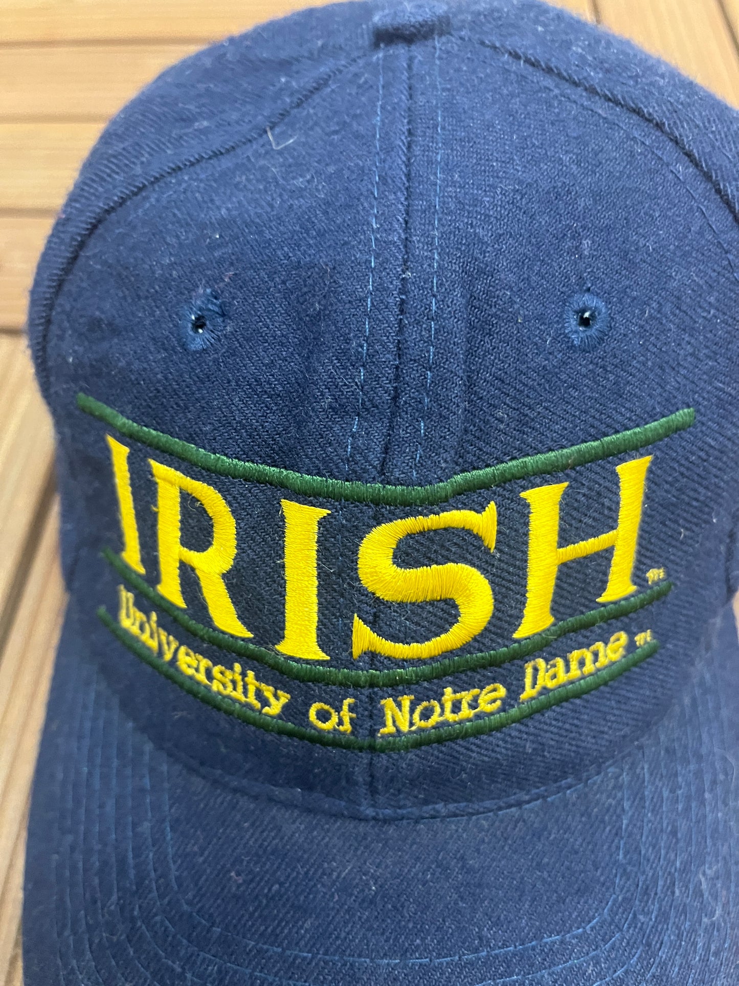 Notre Dame Fighting Irish Graphic Hat | Snap Back | Vintage 1990s College Sports Blue Cap |