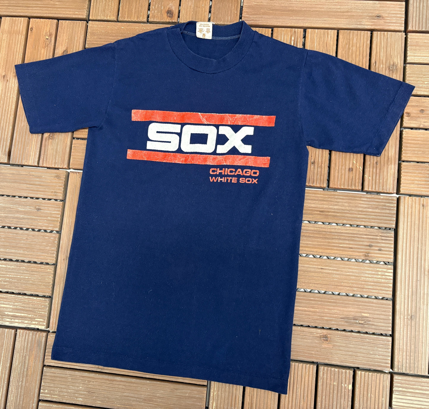 Chicago White Sox Graphic Tee | Size Small | Vintage 1980s MLB Baseball Blue T-Shirt |