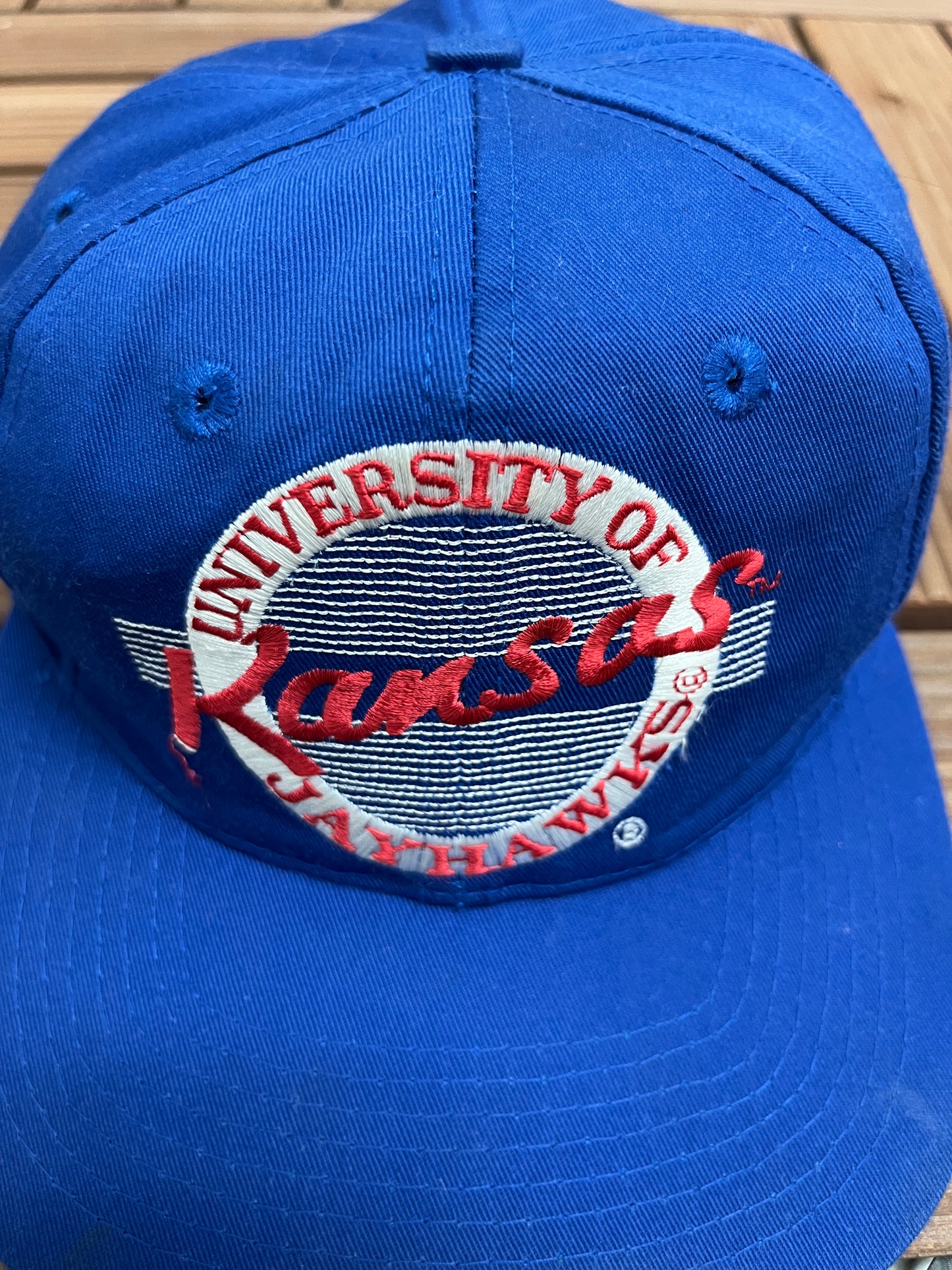 Kansas Jayhawks Embroidered Graphic Hat | Snap Back | Vintage 2000s Blue College Cap |