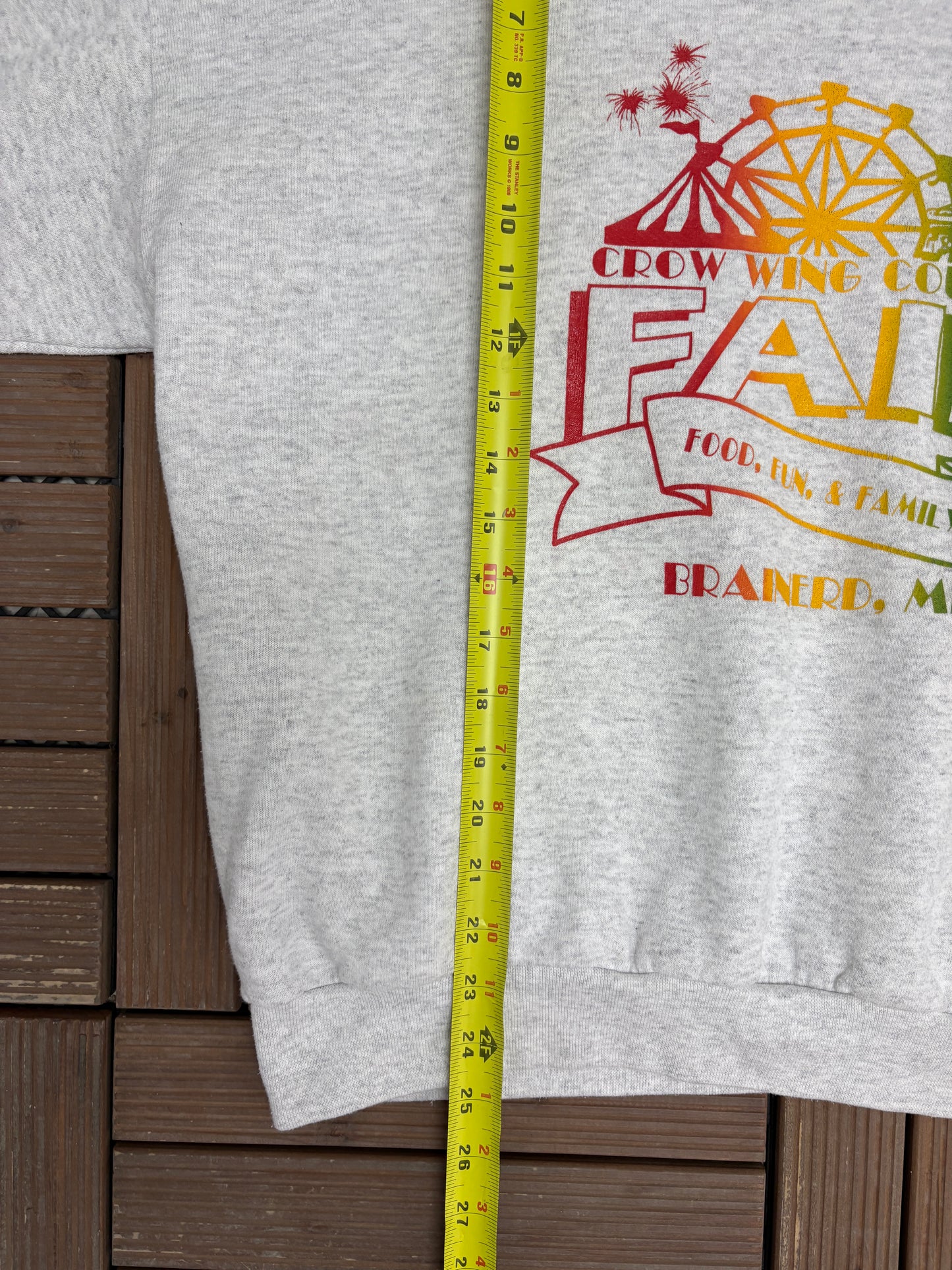 Crow Wing County Fair Graphic Crewneck | Size Large | Vintage 1990s Promotional Grey Sweater |
