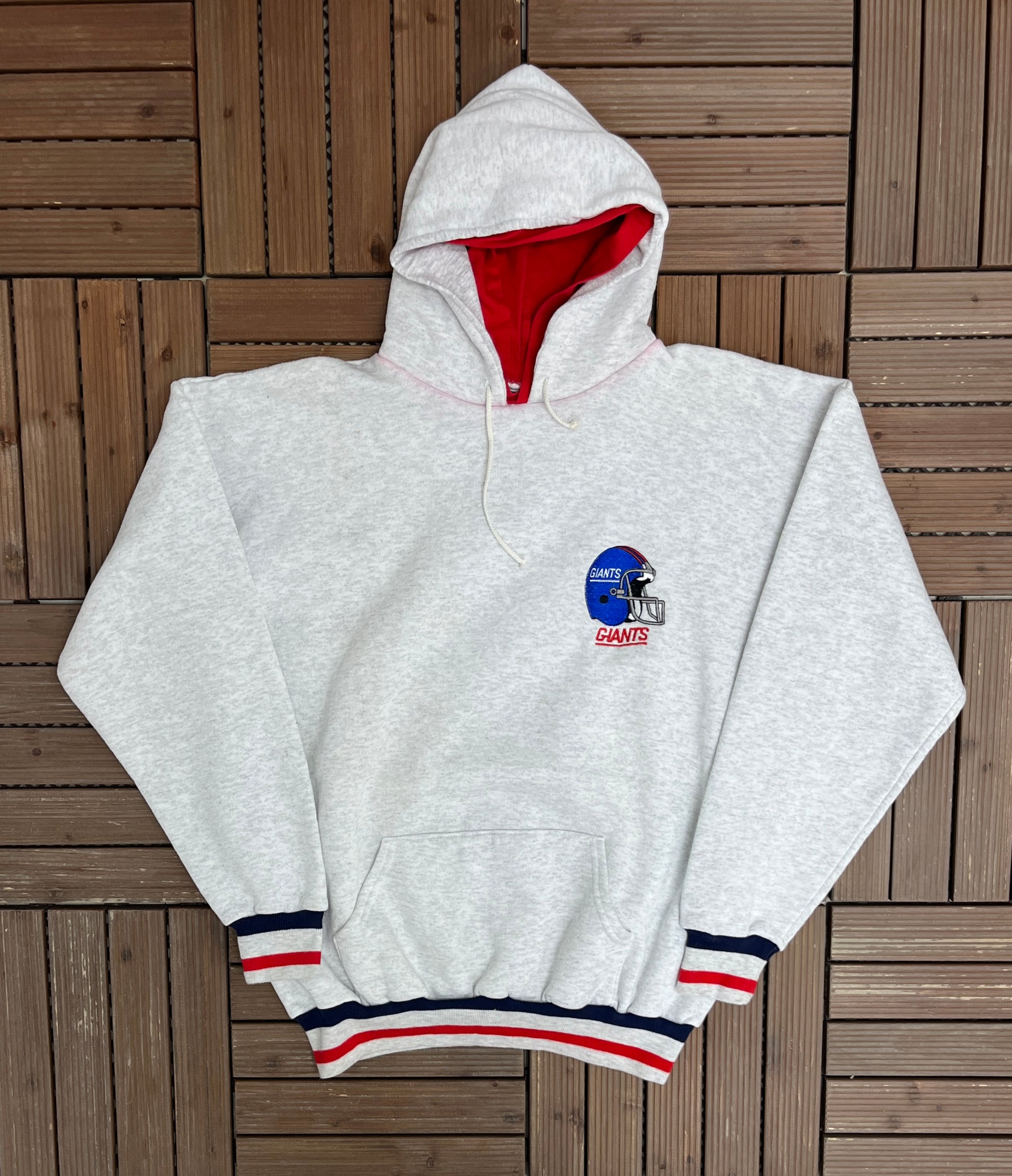 VINTAGE NFL NEW YORK GIANTS EMBROIDERED RED HOODIE