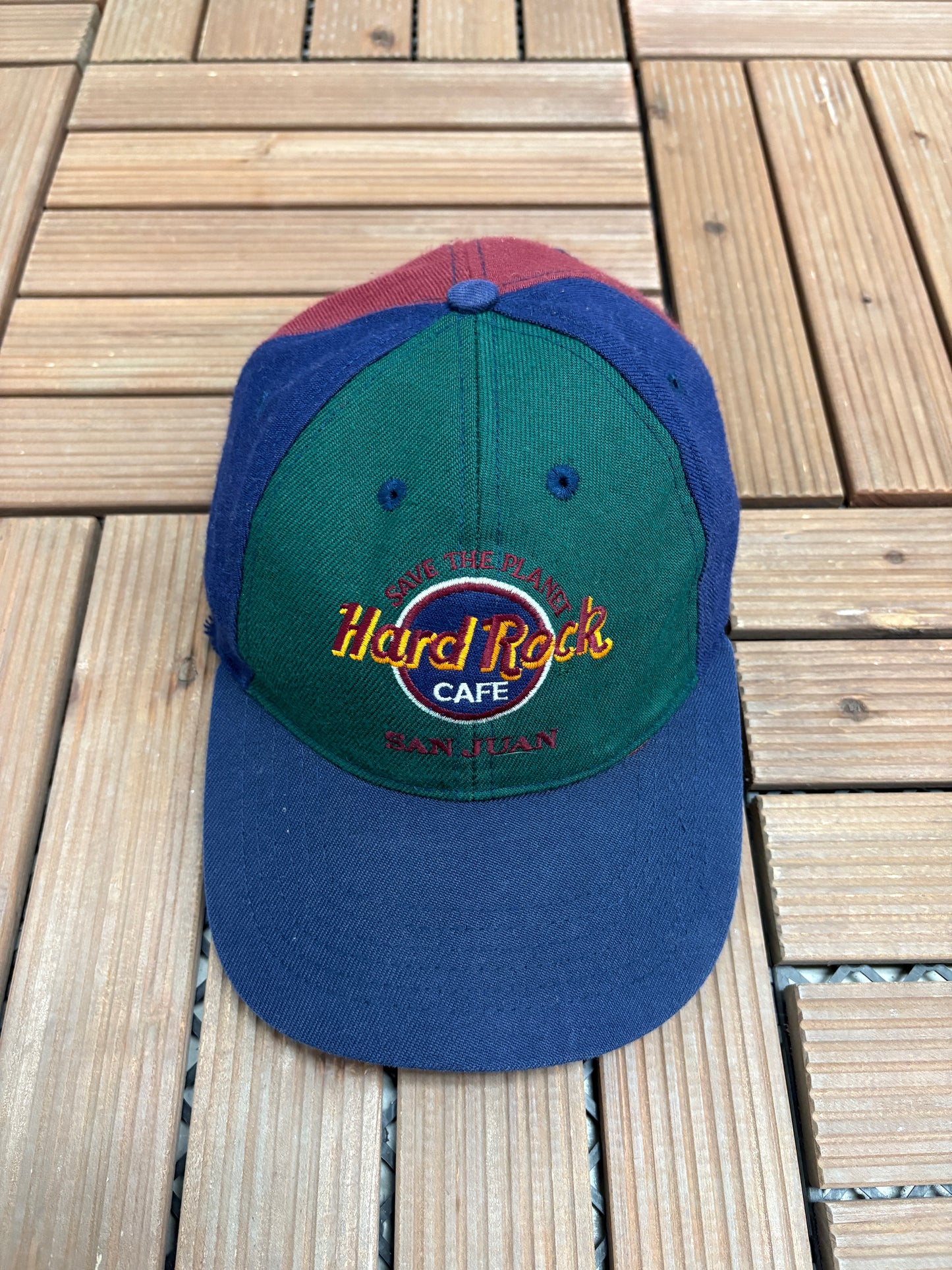 Hard Rock Cafe San Juan Graphic Hat | Snap Back | Vintage 1990s Tourist Promotional Cap |