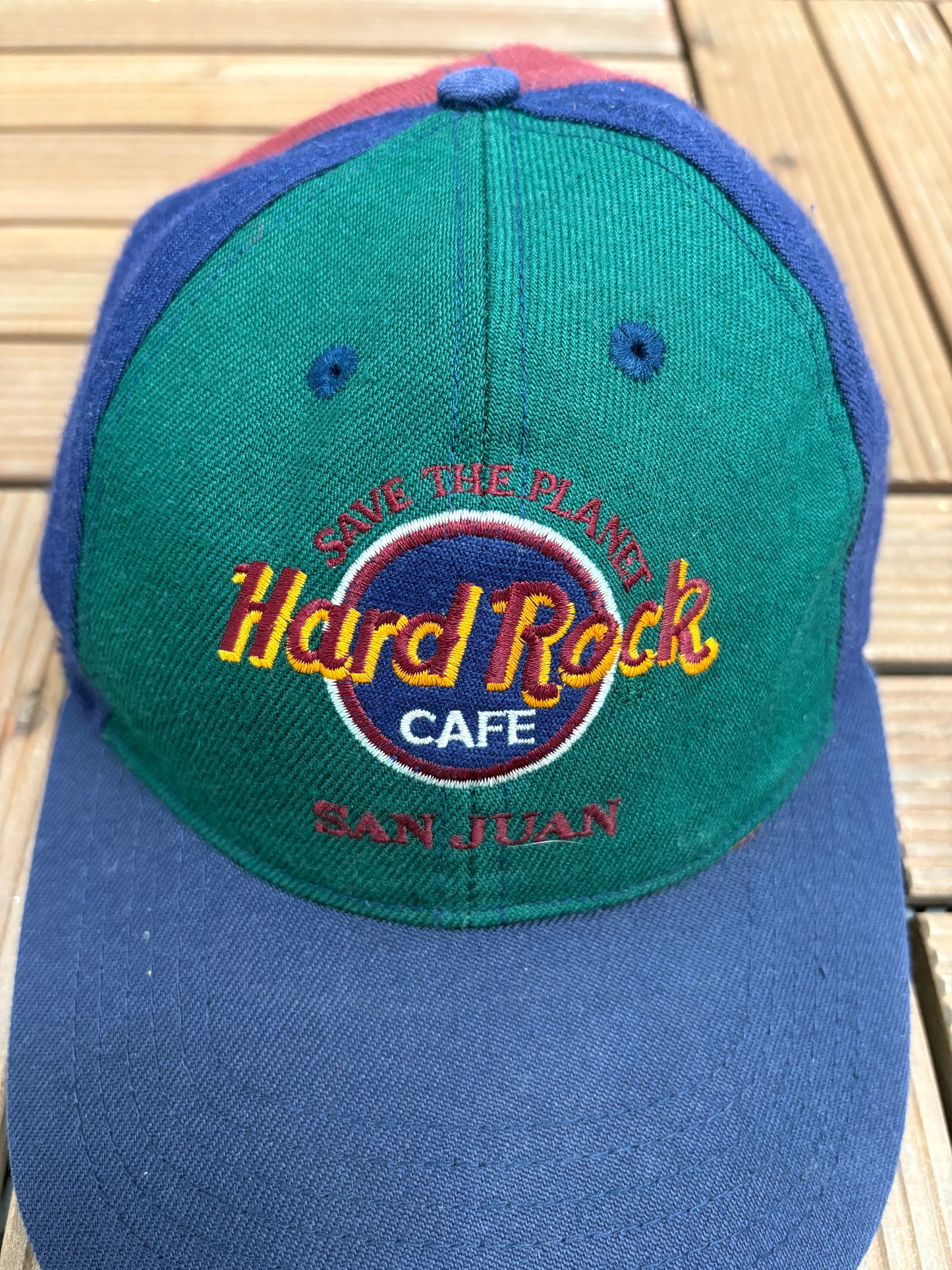 Hard Rock Cafe San Juan Graphic Hat | Snap Back | Vintage 1990s Tourist Promotional Cap |
