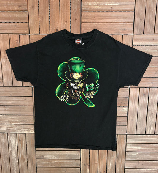 Harley Davidson Wichita, Kansas Graphic Tee | Size Large | Vintage 2000s Motorcycle Biker Black T-Shirt |