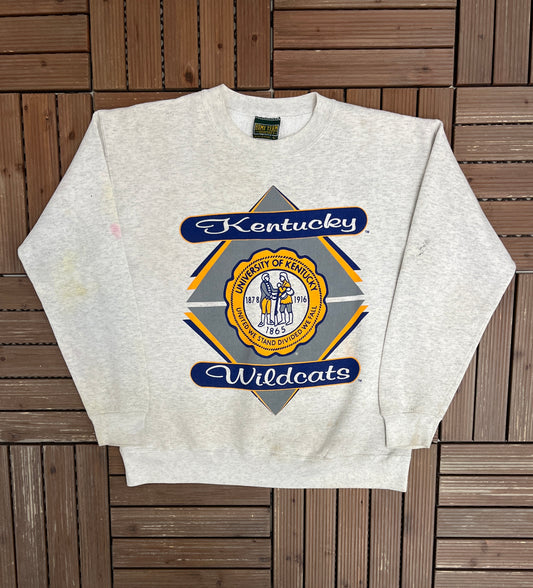 Kentucky Wildcats Graphic Crewneck | Size Large | Vintage 1990s College Sports Grey Sweater |