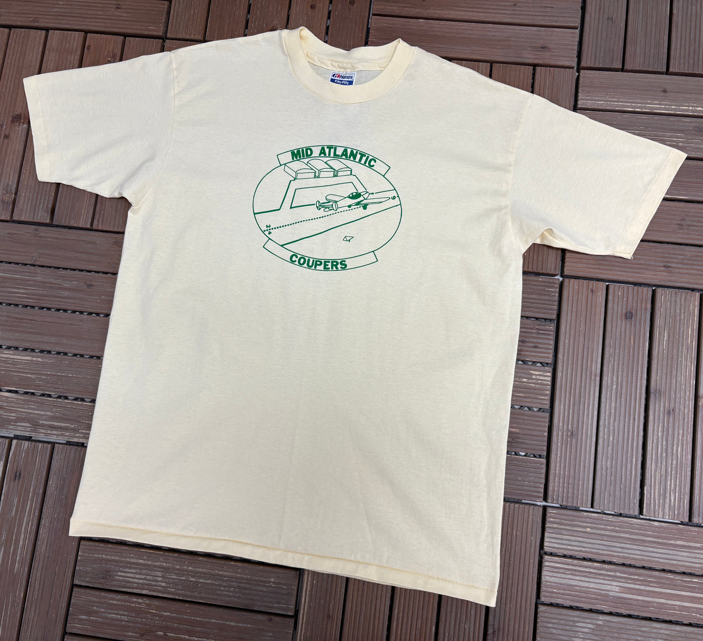 Mid Atlantic Coupers Graphic Tee | Size X-Large | Vintage 1990s Made in USA Yellow T-Shirt |