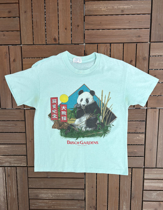 Busch Gardens Tampa, Florida Graphic Tee | Size Medium | Vintage 1990s Promotional Blue T-Shirt |