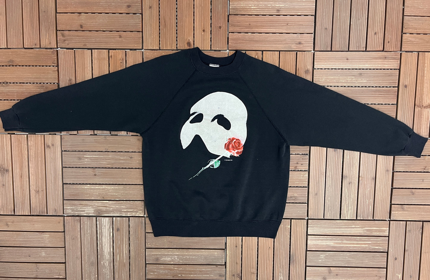 Phantom of the Opera Graphic Crewneck | Size X-Large | Vintage 1980s Musical Theatre Black Sweater |