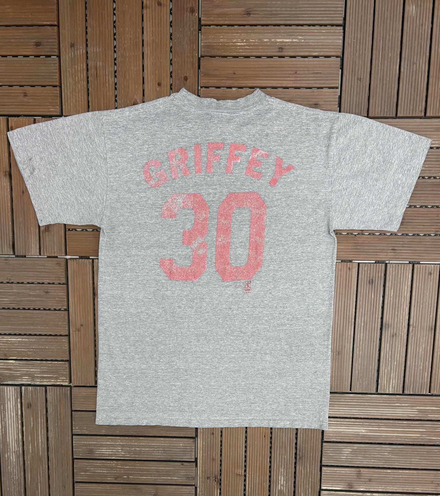 Cincinnati Reds Ken Griffey Jr. Graphic Tee | Size Large | Vintage 2000s MLB Baseball Grey T-Shirt |