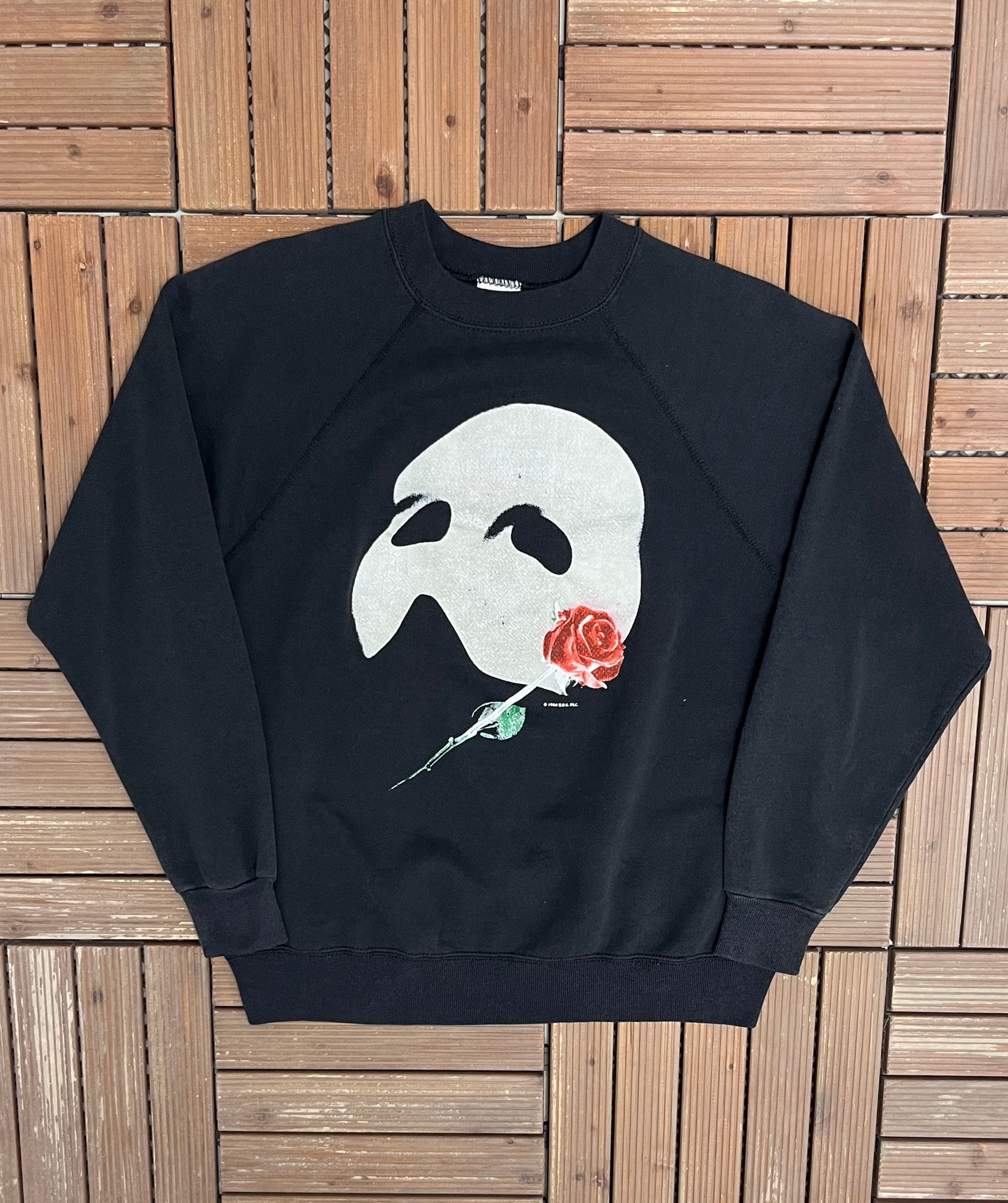 Phantom of the Opera Graphic Crewneck | Size X-Large | Vintage 1980s Musical Theatre Black Sweater |