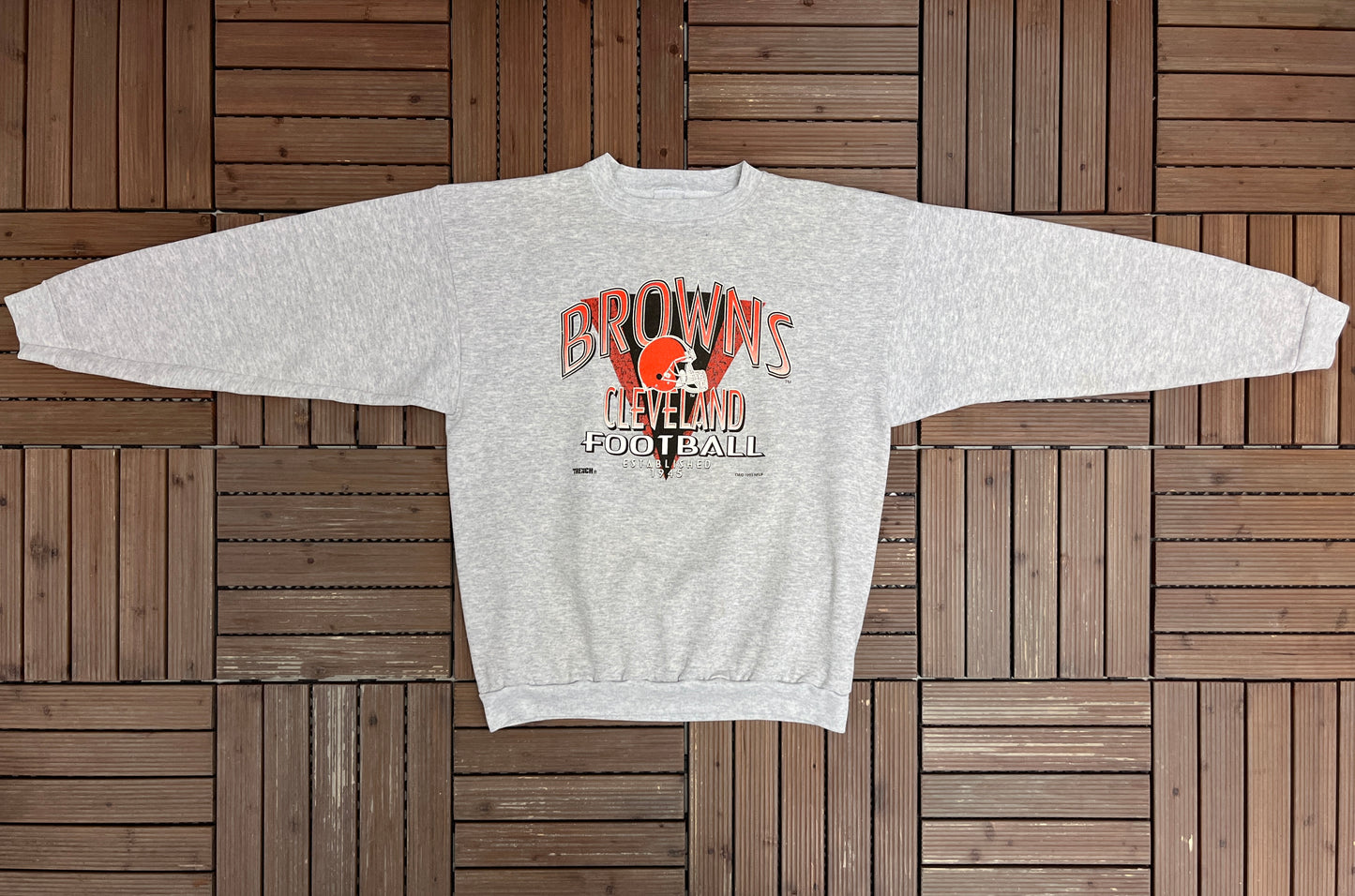 Cleveland Browns Graphic Crewneck | Size X-Large | Vintage 1990s NFL Football Grey Sweater |