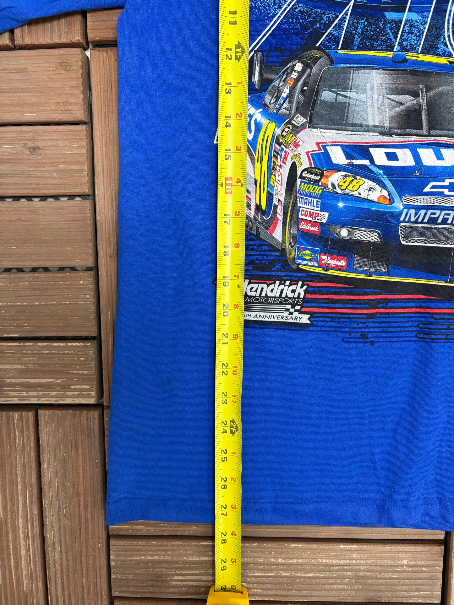 Jimmie Johnson NASCAR Lowe's Racing Graphic Tee | Size Medium | Vintage 2000s NASCAR Racing Blue T-Shirt |