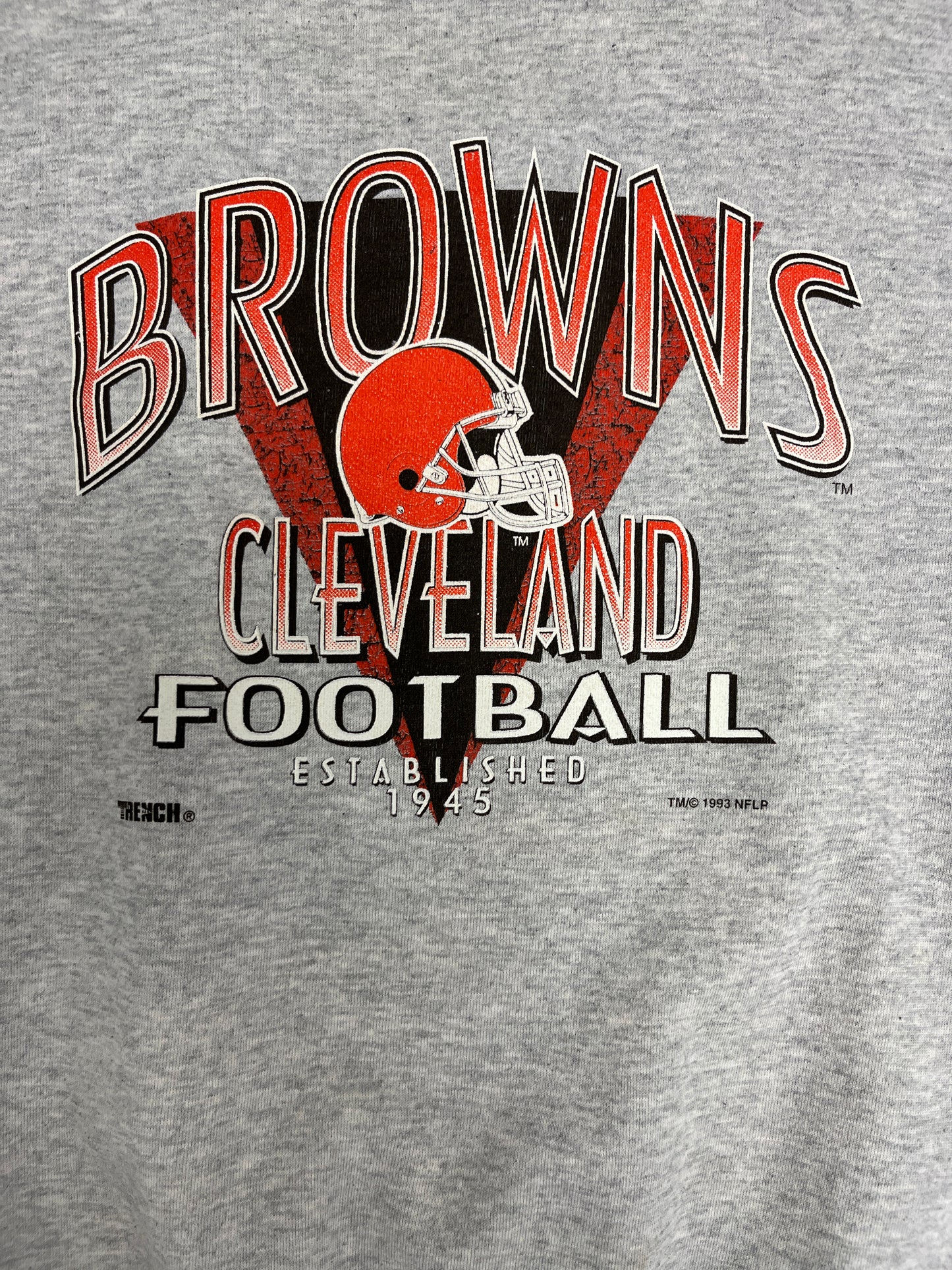 Cleveland Browns Graphic Crewneck | Size X-Large | Vintage 1990s NFL Football Grey Sweater |