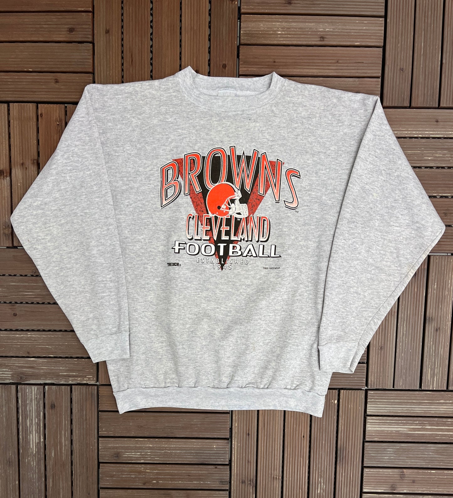 Cleveland Browns Graphic Crewneck | Size X-Large | Vintage 1990s NFL Football Grey Sweater |