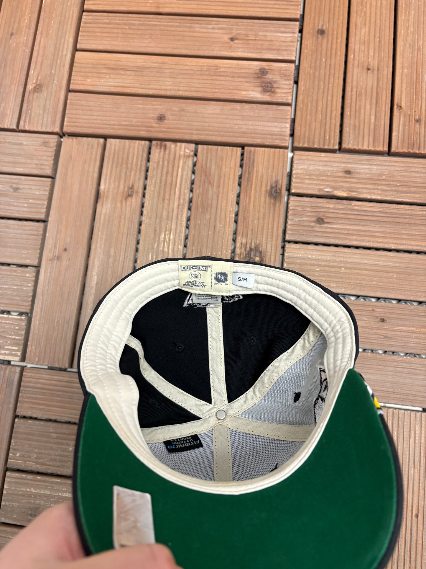 Pittsburgh Penguins Embroidered Graphic Hat | Size Small/Medium | Vintage 2000s CCM NHL Hockey Black Cap |