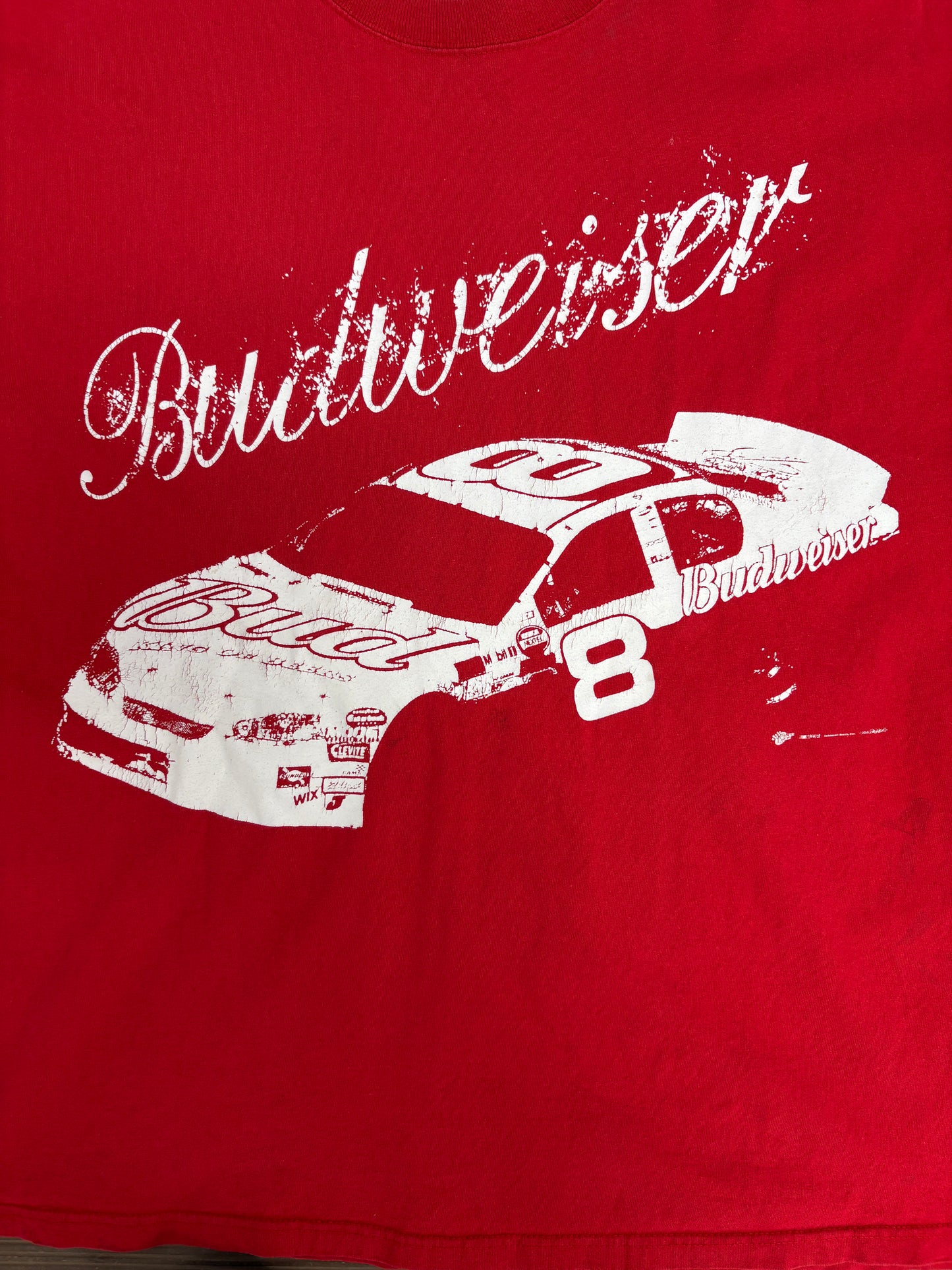 Dale Earnhardt Jr. Budweiser NASCAR Graphic Tee | Size XX-Large | Vintage 2000s NASCAR Racing Red T-Shirt |