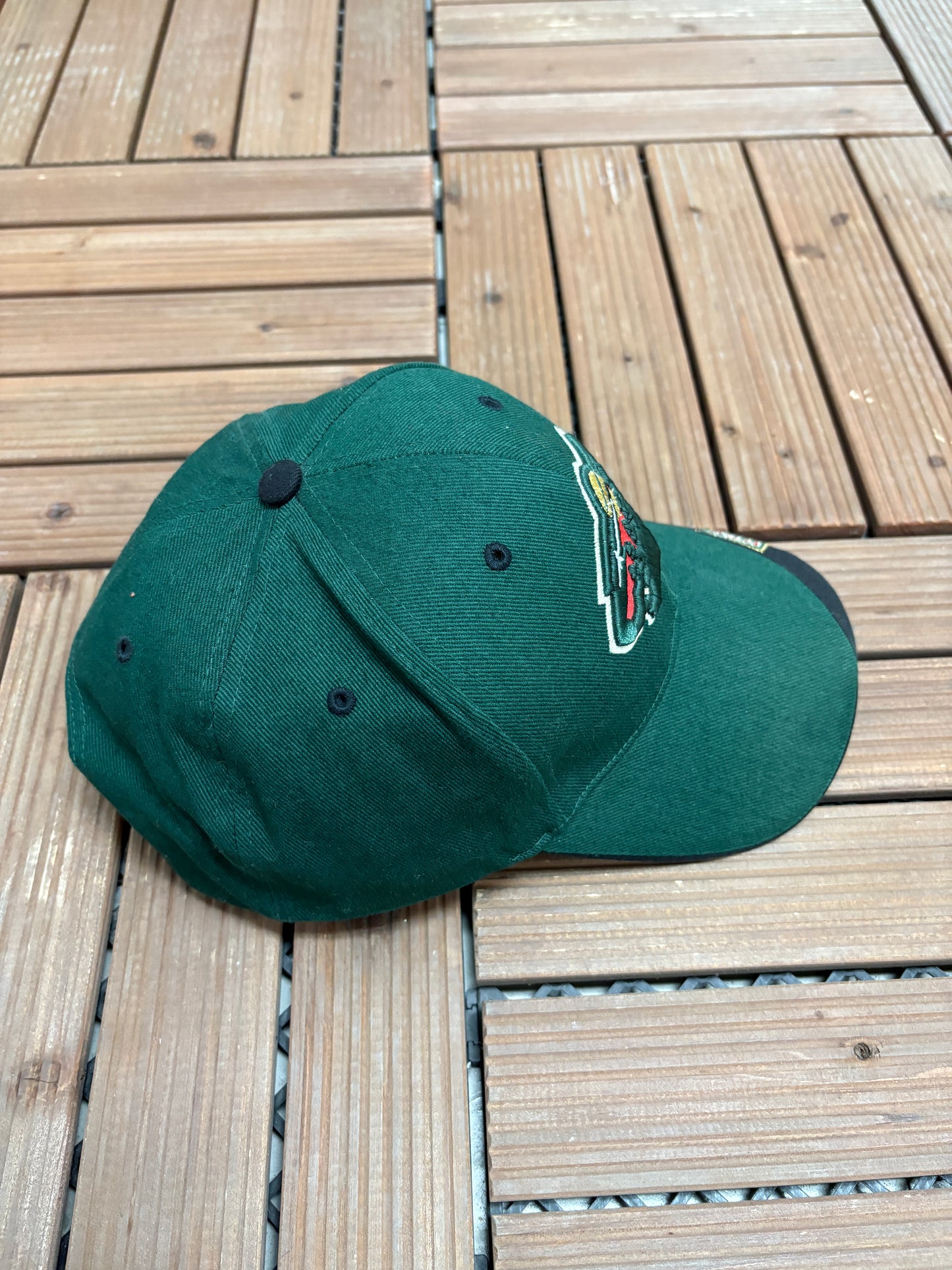Minnesota Wild Embroidered Graphic Hat | Strap Back | Vintage 2000s NHL Hockey Green Cap |