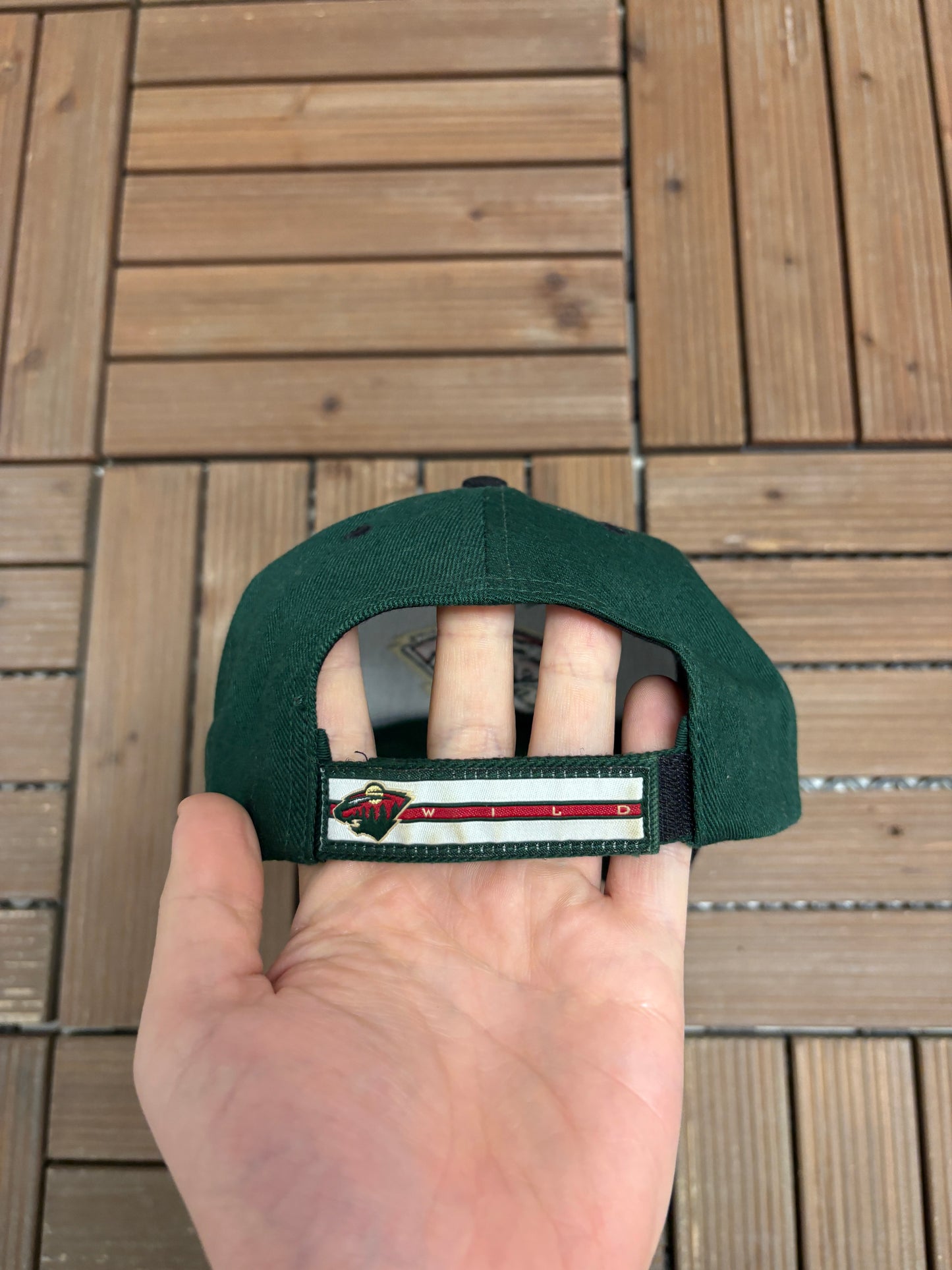 Minnesota Wild Embroidered Graphic Hat | Strap Back | Vintage 2000s NHL Hockey Green Cap |