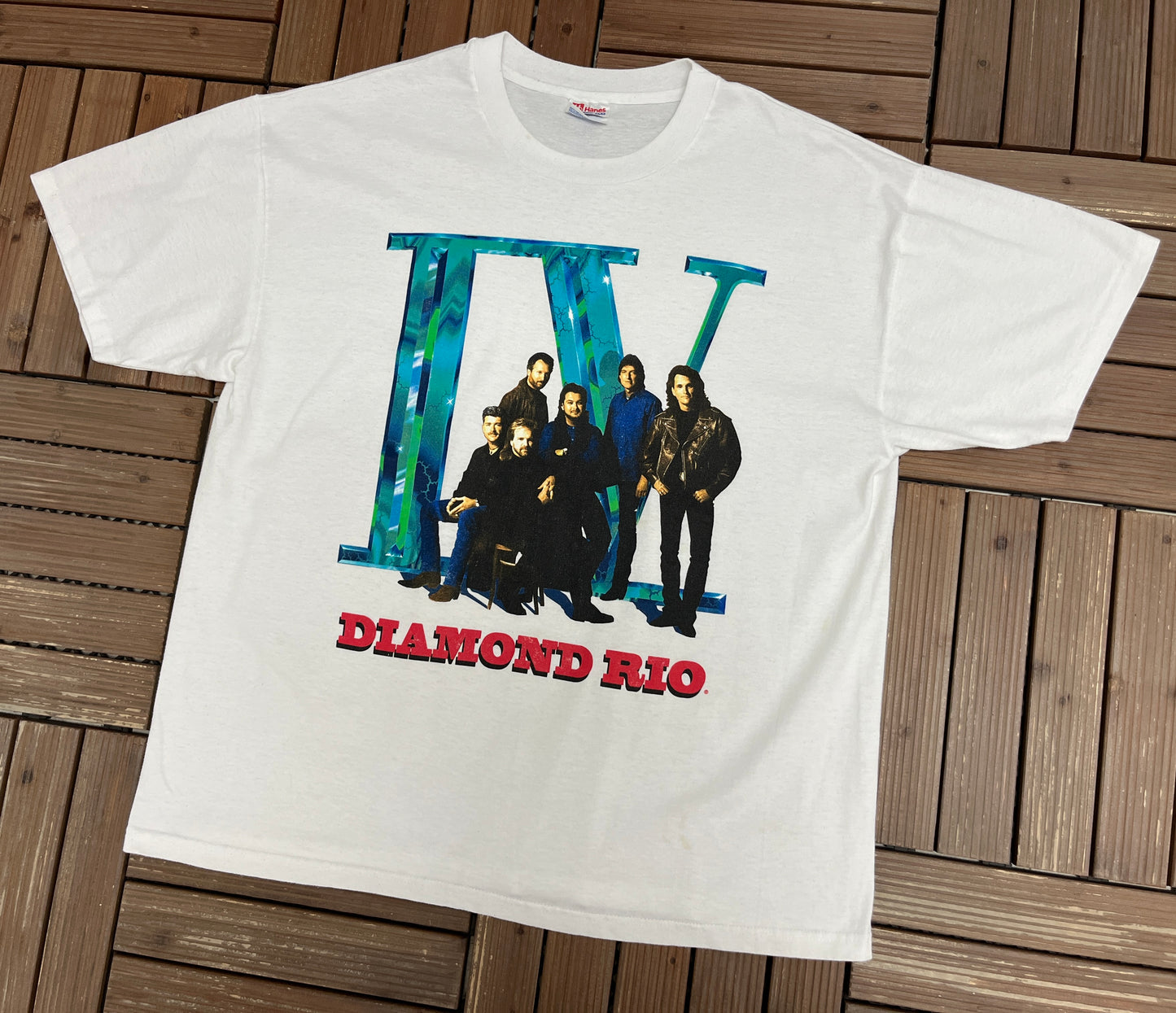 Diamond Rio IV Graphic Tee | Size X-Large | Vintage 1990s Country Music White T-Shirt |