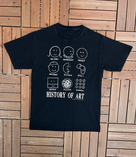 History Of Art & Artists Graphic Tee | Size Medium | Vintage 1990s Promotional Black T-Shirt |