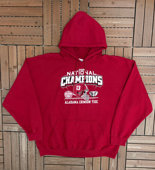 Alabama Crimson Tide 2009 National Champions Graphic Hoodie | Size XX-Large | Vintage 2000s College Sports Red Sweater |