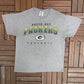 Green Bay Packers Football Graphic Tee | Size Large | Vintage 1990s NFL Football Grey T-Shirt |