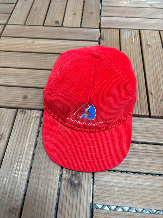 America's Cup '92 Corduroy Hat | Strap Back | Vintage 1990s Promotional Cord Red Cap |