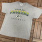 Green Bay Packers Football Graphic Tee | Size Large | Vintage 1990s NFL Football Grey T-Shirt |