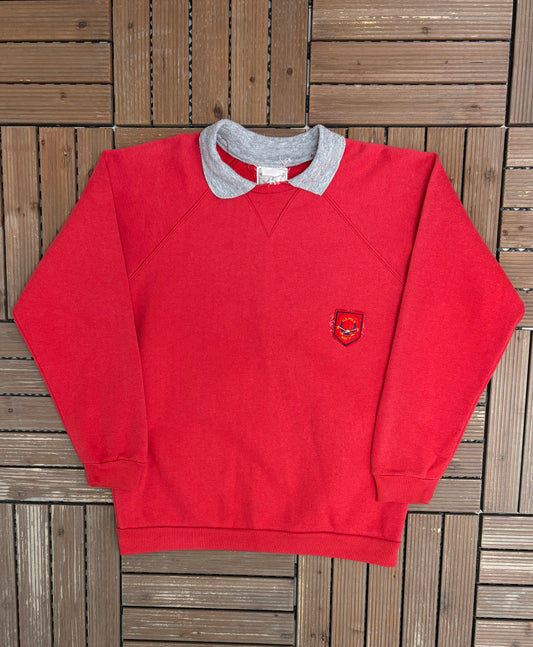U.S. Polo Ass'n Stitched Graphic Sweater | Size Large | Vintage 1990s Branded Red Sweater |