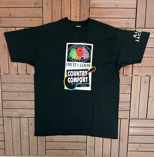 Country Comfort Tour 1997 Graphic Tee | Size X-Large | Vintage 1990s Country Music Black T-Shirt | Alan Jackson & Travis Tritt |