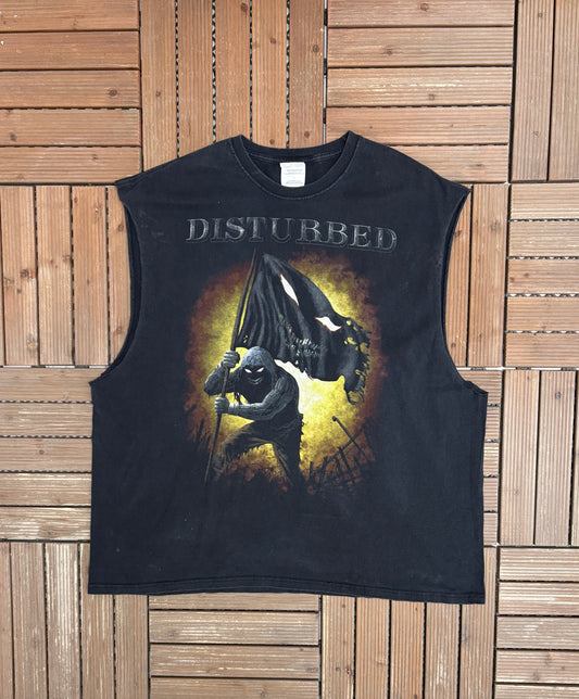 Disturbed Asylum Tour Graphic Tee | Size XXX-Large | Vintage 2000s Heavy Metal Band Music Black T-Shirt |