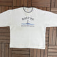 Boston, Massachusetts Lighthouse Embroidered Graphic Crewneck | Size Large | Vintage 1990s Promotional White Sweater |