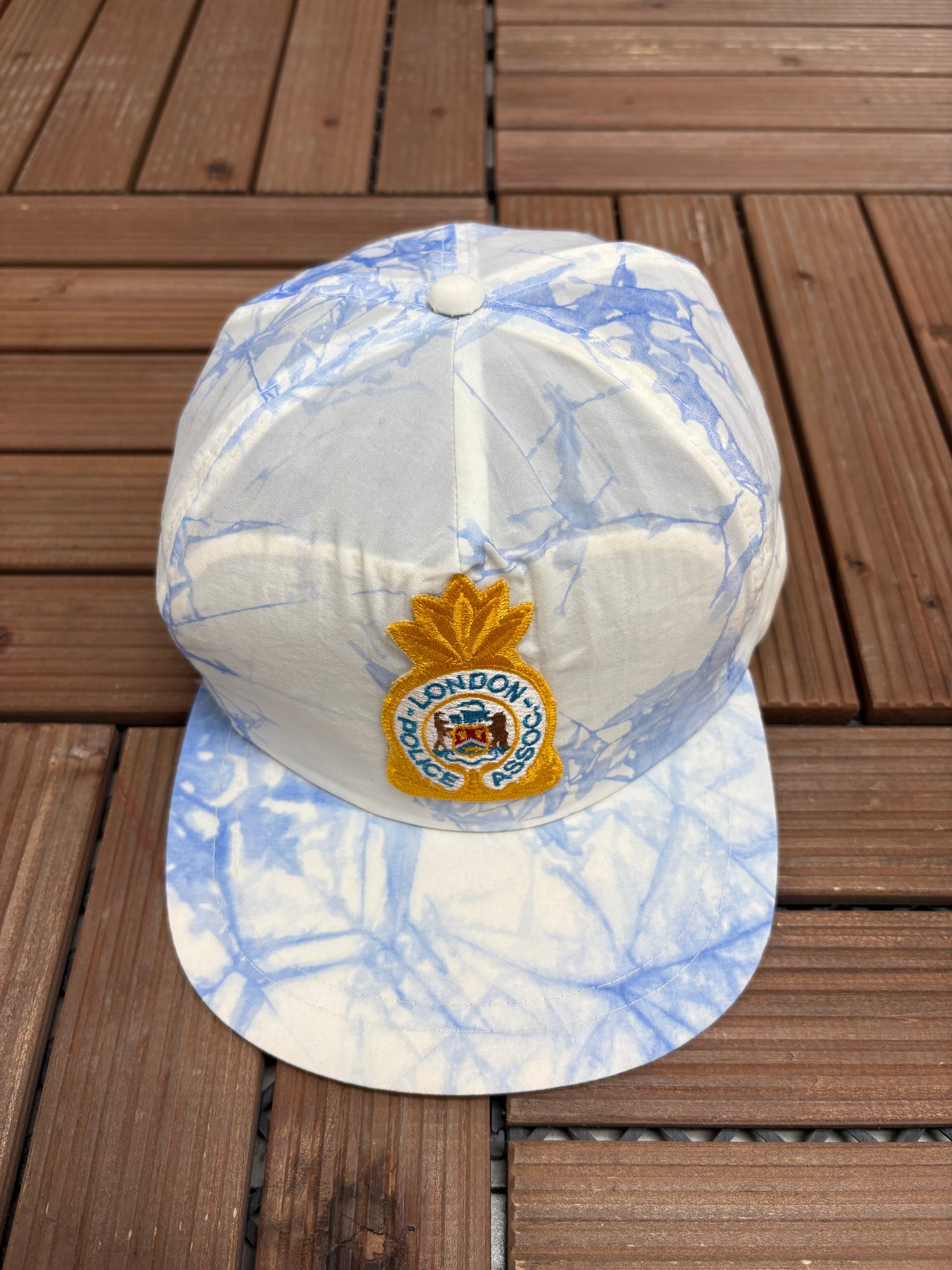 London Police Association Graphic Hat | Snap Back | Vintage 1990s Promotional White Cap |