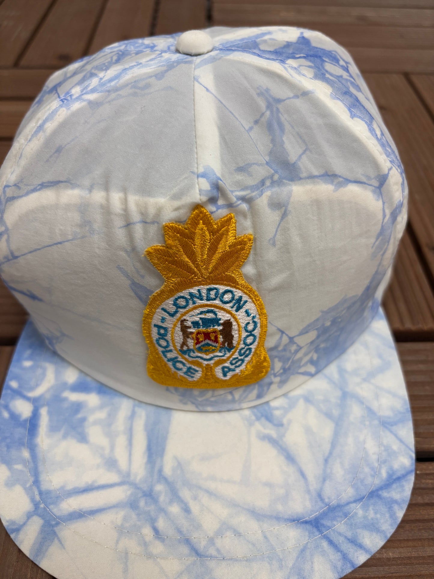 London Police Association Graphic Hat | Snap Back | Vintage 1990s Promotional White Cap |