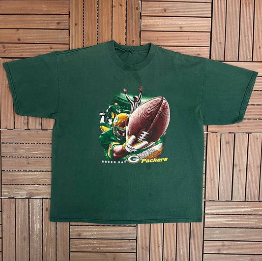 Green Bay Packers Graphic Tee | Size XX-Large | Vintage 1990s NFL Football Green T-Shirt |