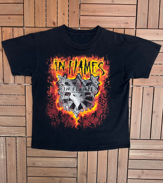 In Flames North America Tour 2009 Graphic Tee | Size Large | Vintage 2000s Heavy Metal Band Music Black T-Shirt |