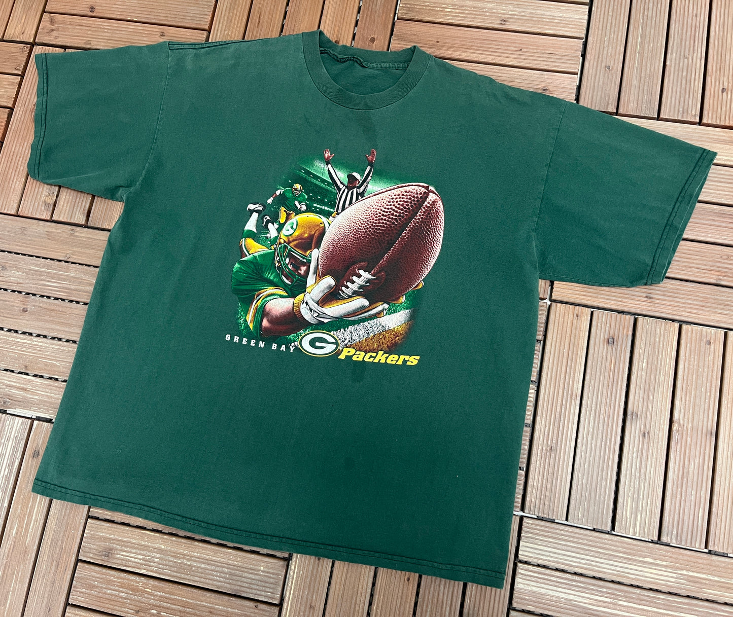 Green Bay Packers Graphic Tee | Size XX-Large | Vintage 1990s NFL Football Green T-Shirt |