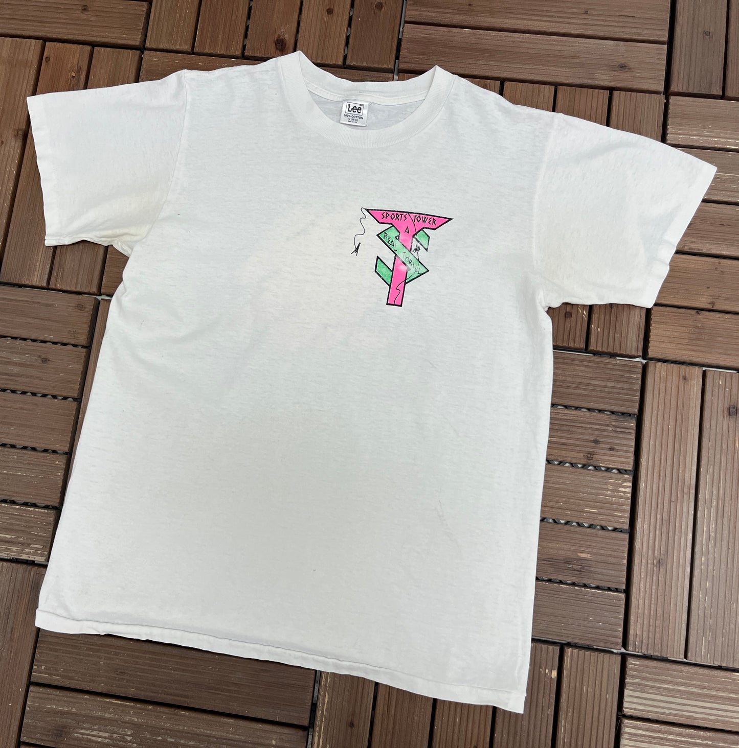 I Jumped! Bungee Jumping Graphic Tee | Size Medium | Vintage 1980s Promotional White T-Shirt |