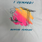 I Jumped! Bungee Jumping Graphic Tee | Size Medium | Vintage 1980s Promotional White T-Shirt |